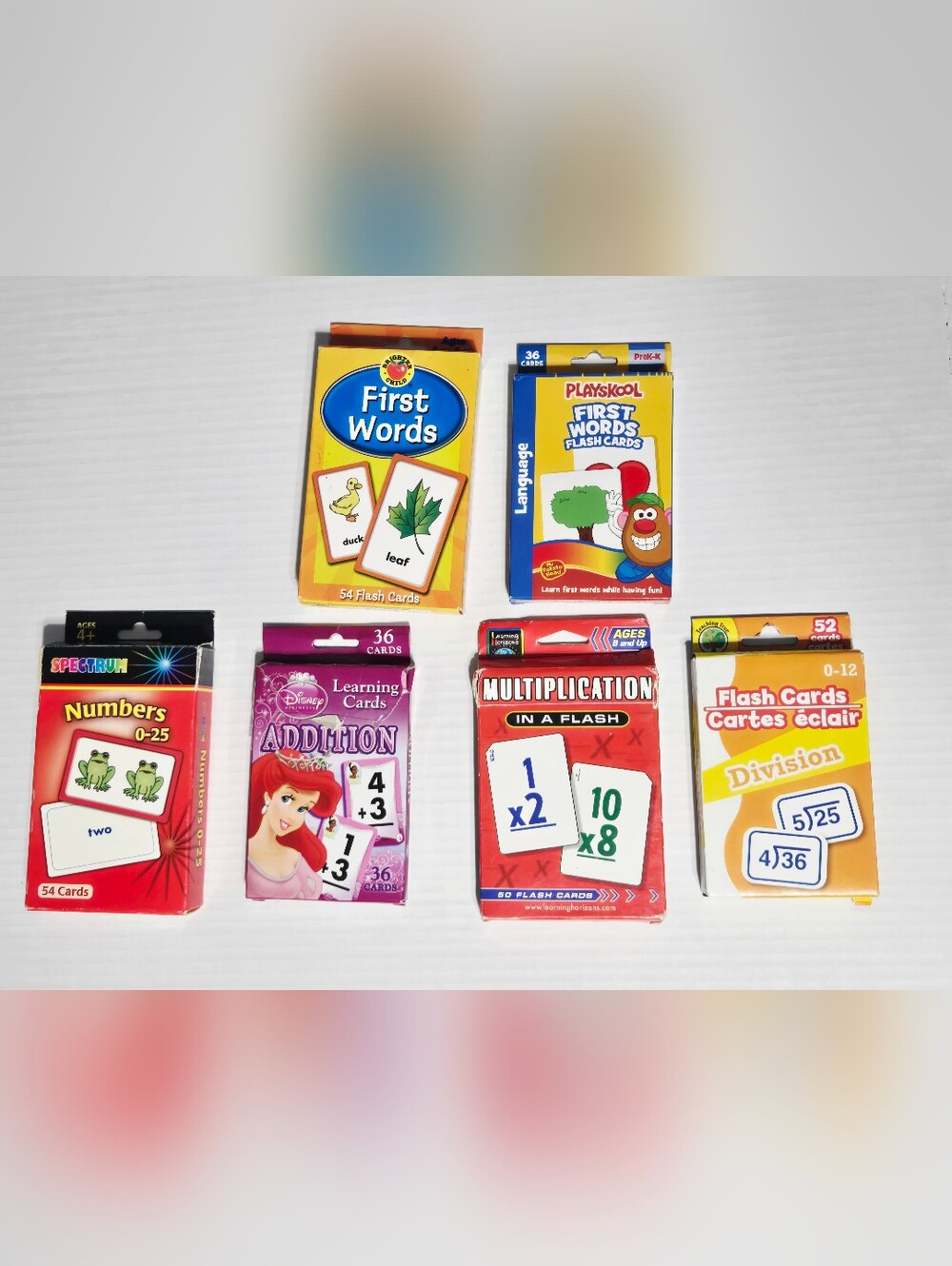 Educational Flash Card Lot of 6 First Words Numbers Addition Multiplication Divi